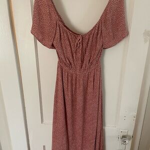 A&F Pink Patterned Off-Shoulder Dress